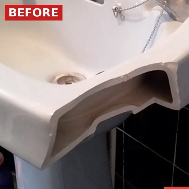 Cracked basin Cracked basin: Cracked white bathroom basin before repair
